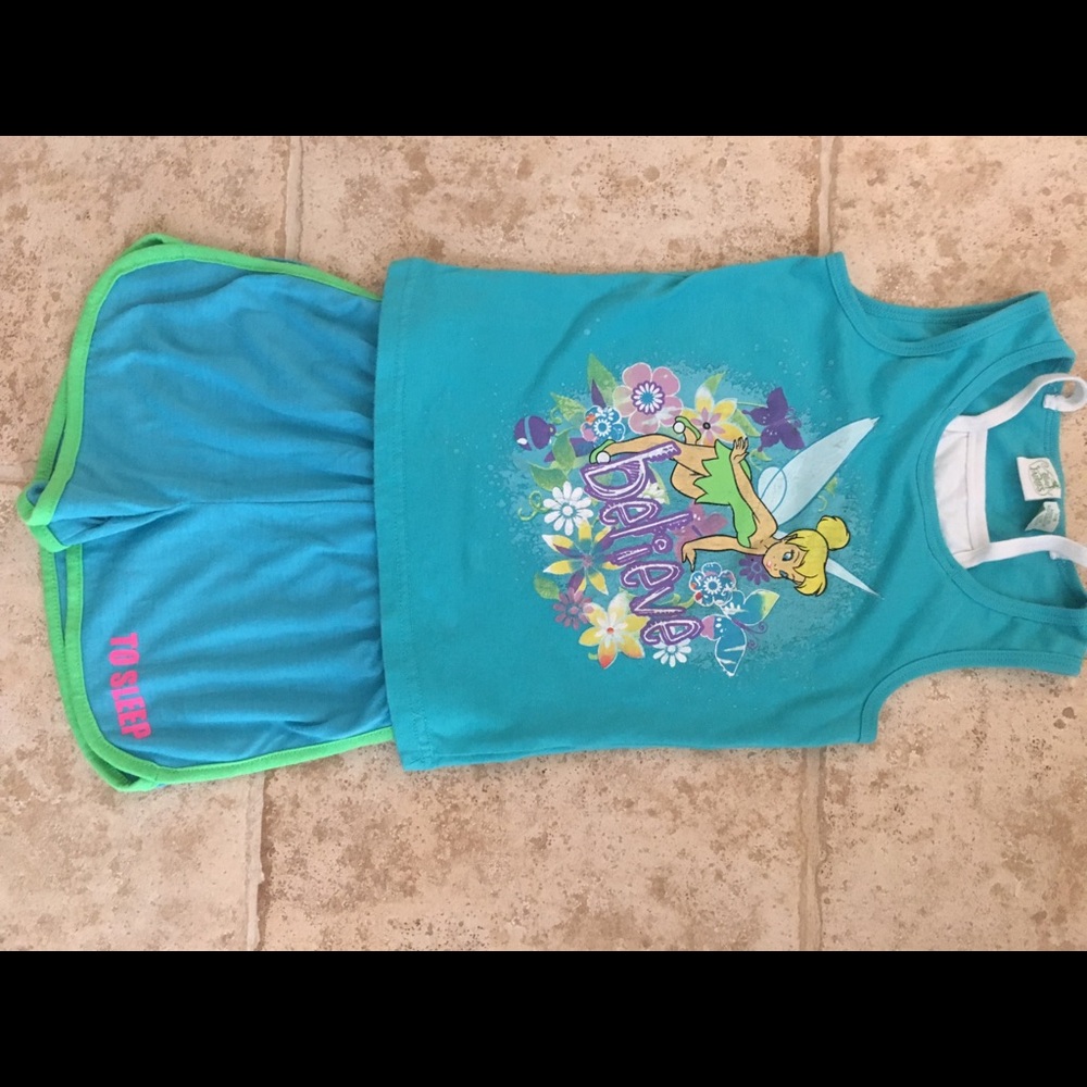 Girl’s Disney Fairies pajama top and shorts 7/8